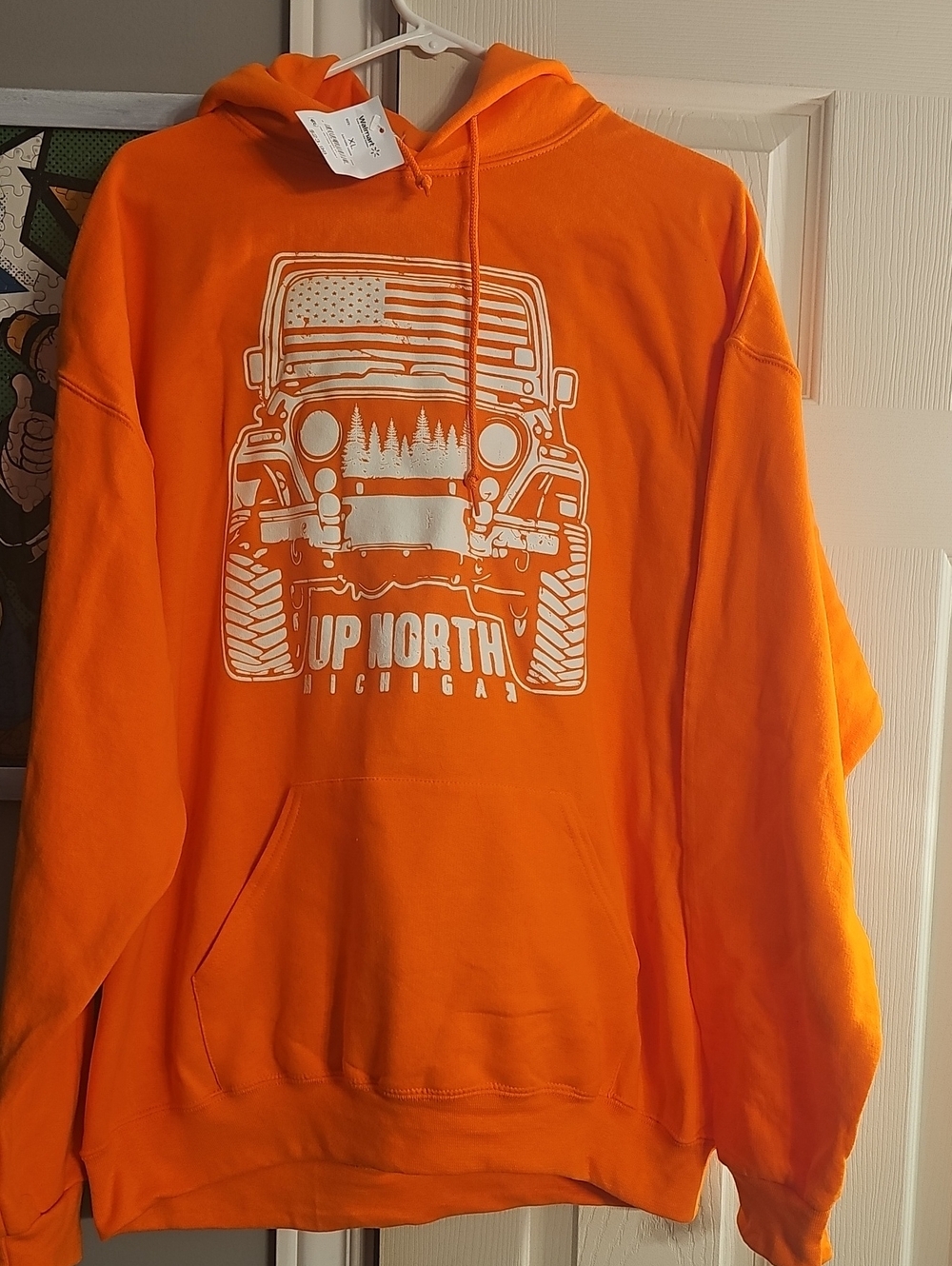 Jerzees Orange Hooded Sweatshirt with White Off-Road Graphic